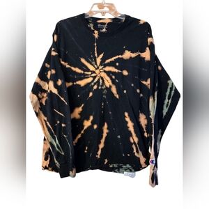 Champion Long Sleeve Tye Dye Shirt Multi Color Boho Hippie Unisex Size Large